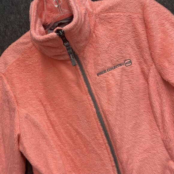 Free Country Women's Small Faux Fur Fleece Sherpa‎ Pink Peach Coral Jacket - Picture 1 of 10